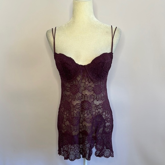 Victoria's Secret Other - Victoria’s Secret Lace Chemise in Deep Purple